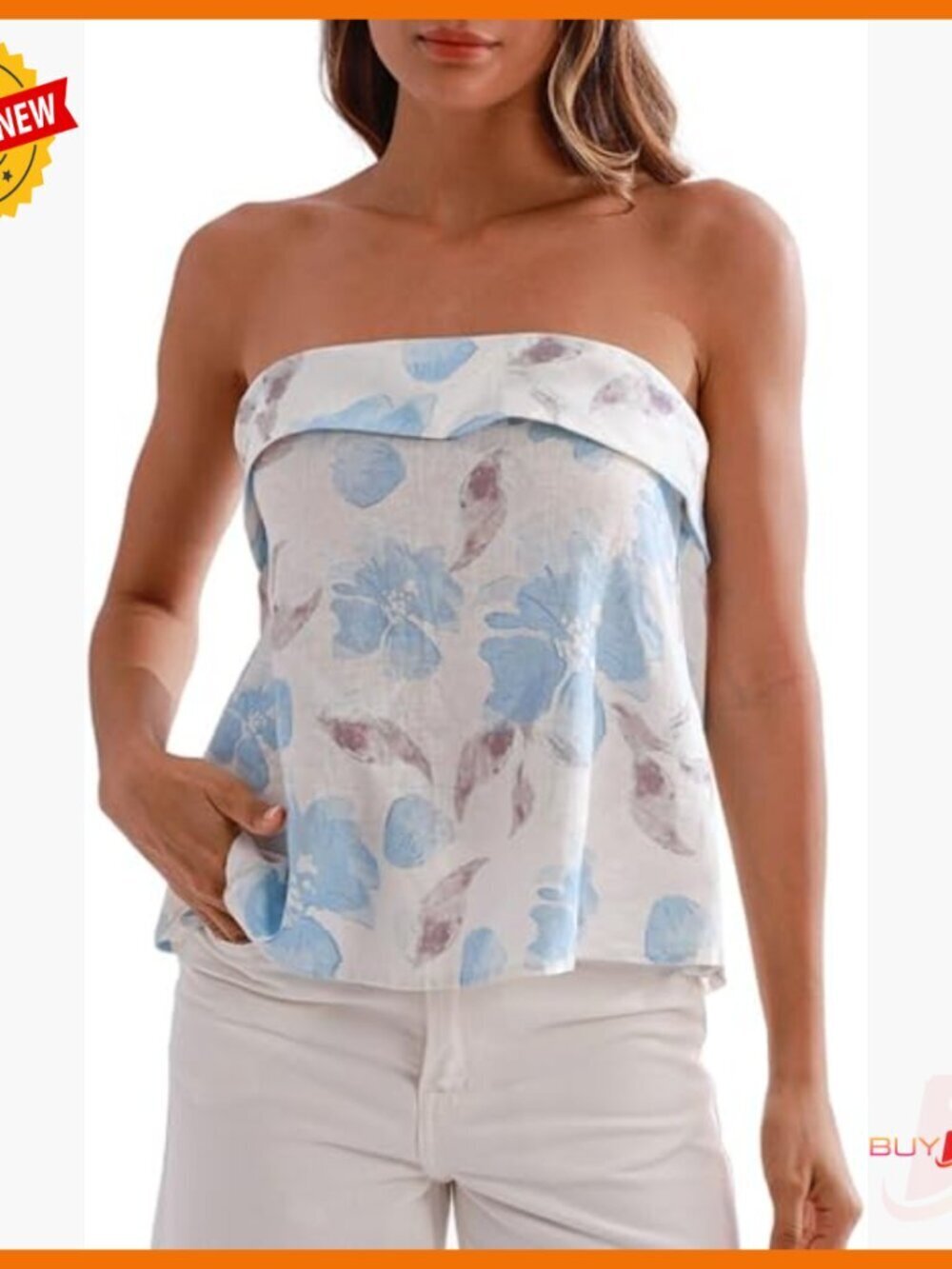 Linen Back-Tie Tube Top Sleeveless Blouse Relaxed Fit Summer